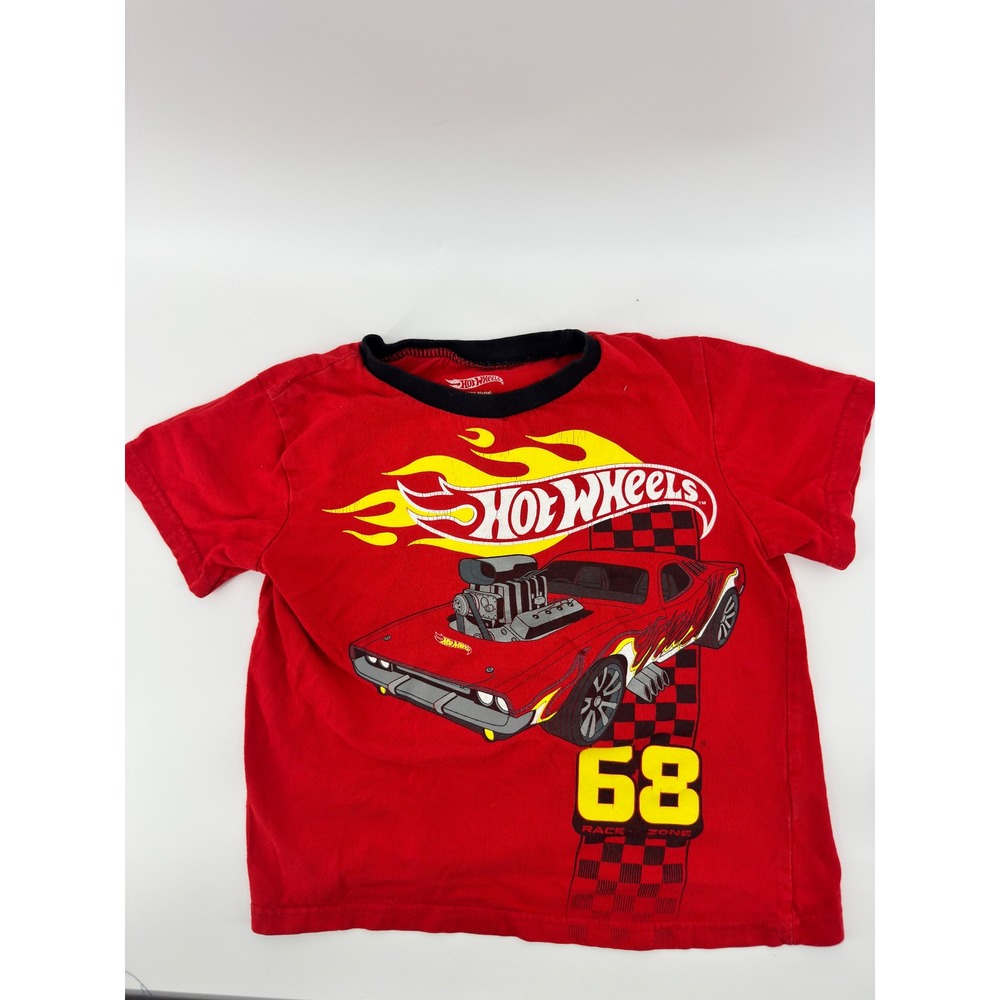 Hot Wheels Boys Red Graphic T-Shirt Muscle Car Race Zone 68 Size 6 Mattel